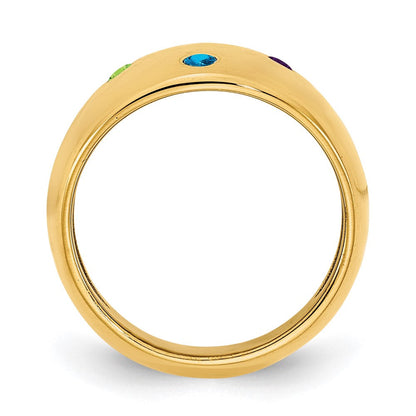 10K Gelbgold personalisierter Zigarrenring mit 4 Geburtssteinen