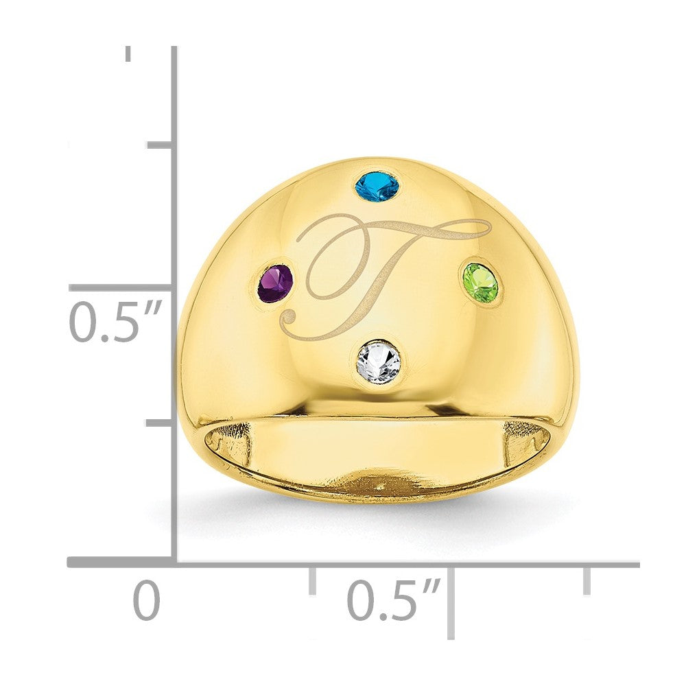 10K Gelbgold personalisierter Zigarrenring mit 4 Geburtssteinen
