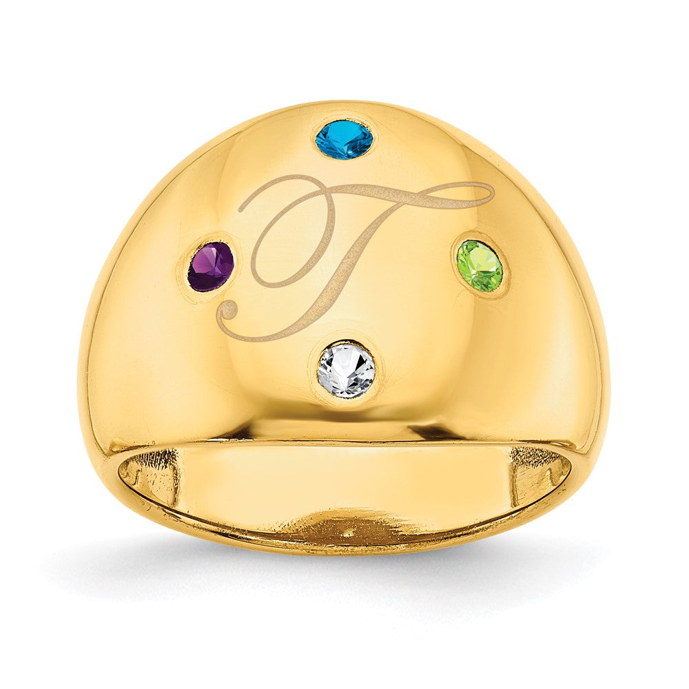 10K Gelbgold personalisierter Zigarrenring mit 4 Geburtssteinen