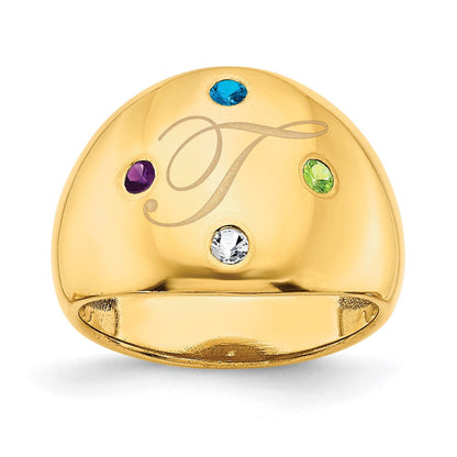 10K Gelbgold personalisierter Zigarrenring mit 4 Geburtssteinen