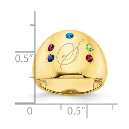 10K Gelbgold Zigarrenring mit 5 personalisierten Geburtssteinen