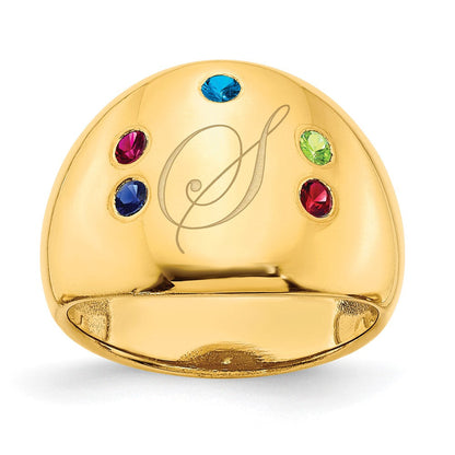 10K Gelbgold Zigarrenring mit 5 personalisierten Geburtssteinen