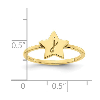 10K Gelbgold Initial-Stern-Siegelring