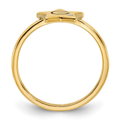 10K Gelbgold Siegelring mit Initiale, Stern und echtem Diamant