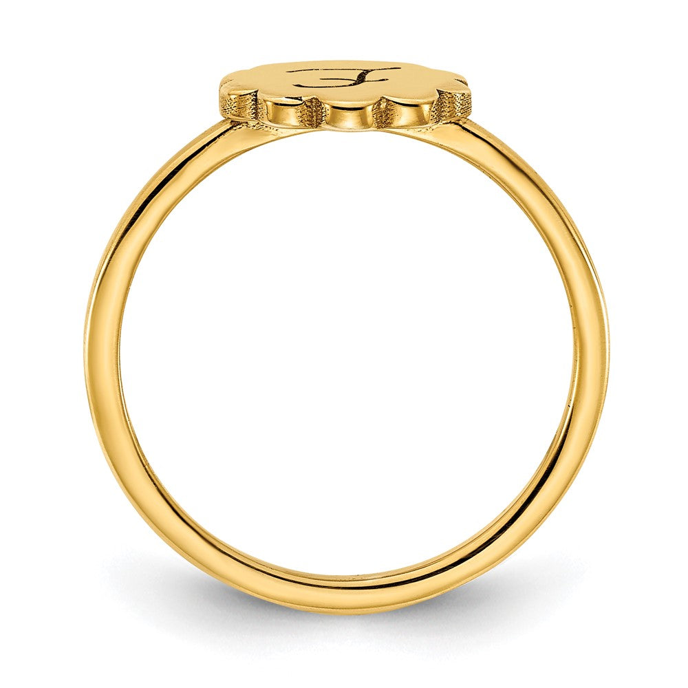 10K Gelbgold Siegelring mit Initiale und Blumen-Motiv