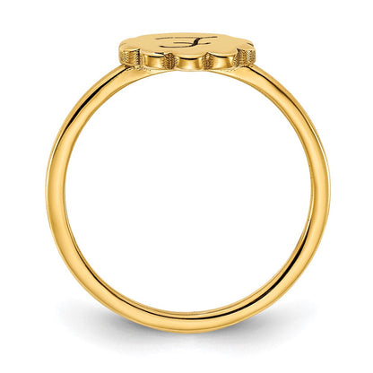 10K Gelbgold Siegelring mit Initiale und Blumen-Motiv