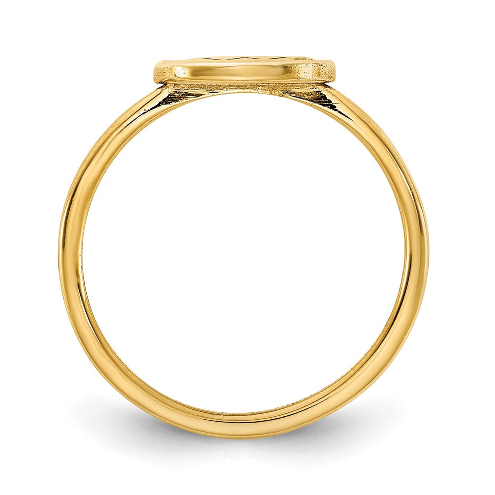 10K Gelbgold Siegelring mit Initiale, Oval und echtem Diamant