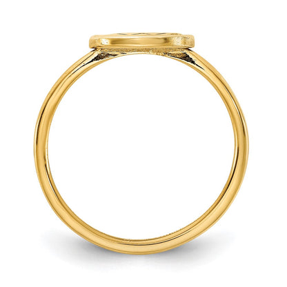 10K Gelbgold Siegelring mit Initiale, Oval und echtem Diamant