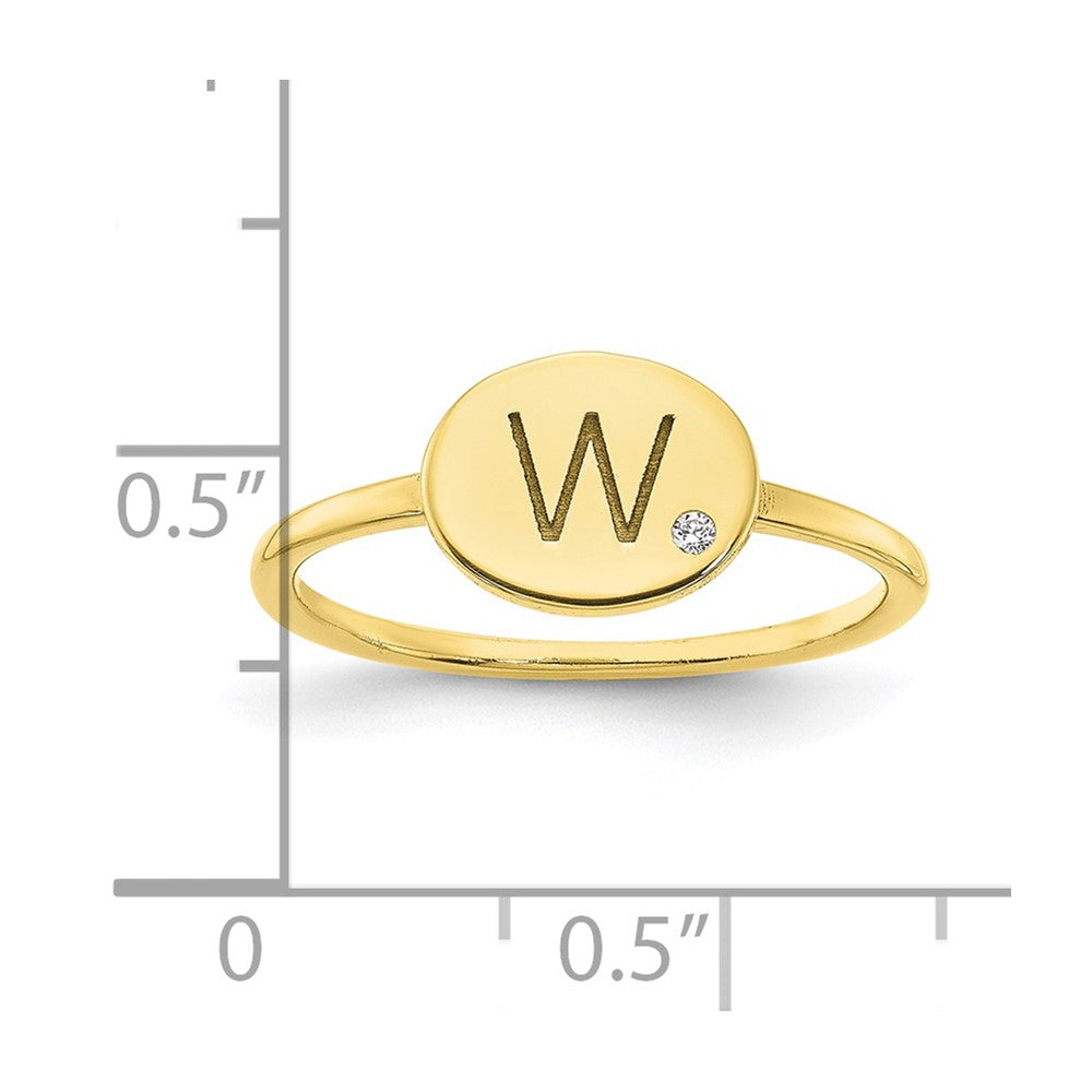 10K Gelbgold Siegelring mit Initiale, Oval und echtem Diamant