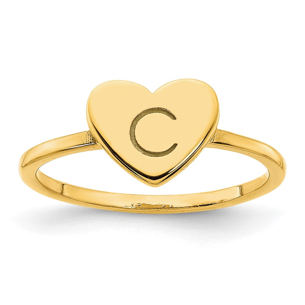 10K Gelbgold Siegelring mit Herz-Initiale
