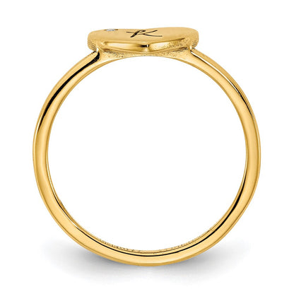 10K Gelbgold Siegelring mit Initiale, Herz und echtem Diamant