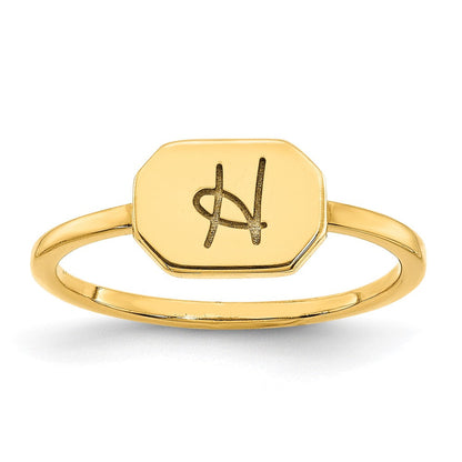 10K Gelbgold Siegelring mit Initiale, Achteck