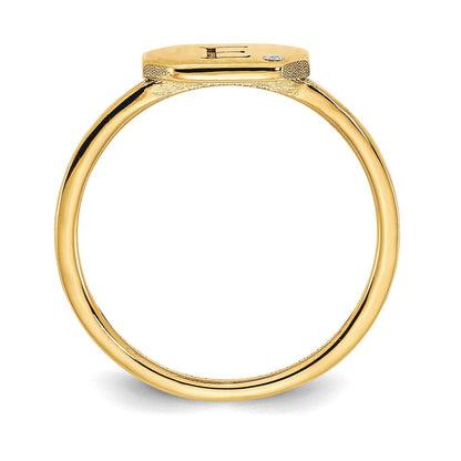 10K Gelbgold Siegelring mit Initiale Achteck und echtem Diamant