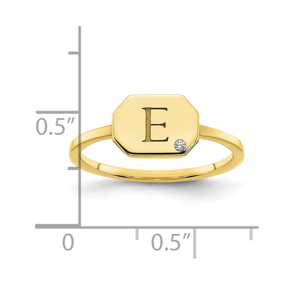 10K Gelbgold Siegelring mit Initiale Achteck und echtem Diamant