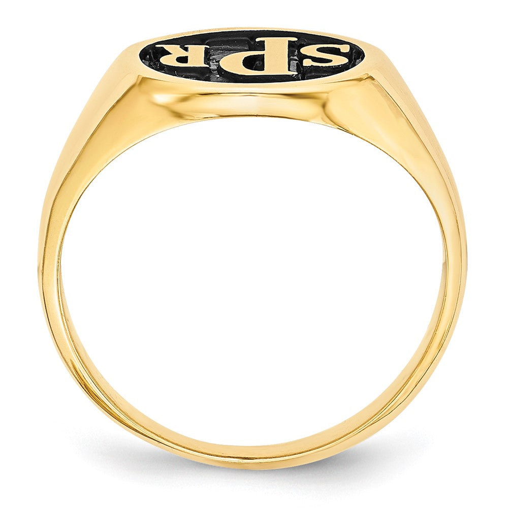 10K Gelbgold Siegelring, poliert mit antikem Hintergrund für Monogramm