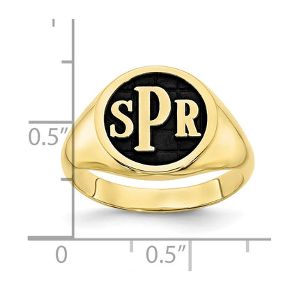 10K Gelbgold Siegelring, poliert mit antikem Hintergrund für Monogramm