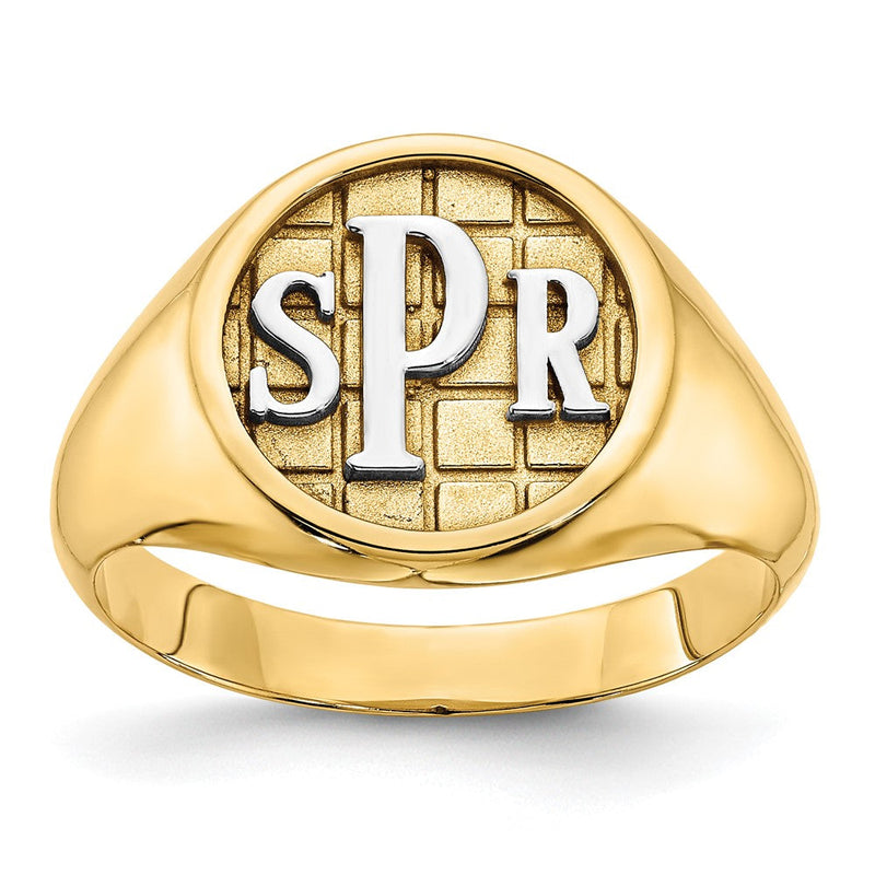 10K Gelbgold Siegelring mit poliertem Monogramm