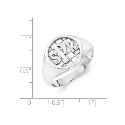 14K Weißgold Siegelring mit Monogramm