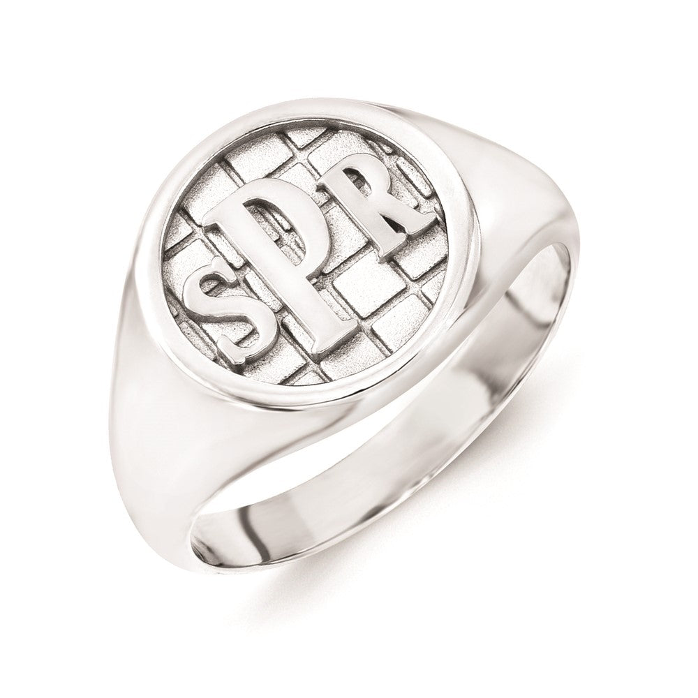 14K Weißgold Siegelring mit Monogramm