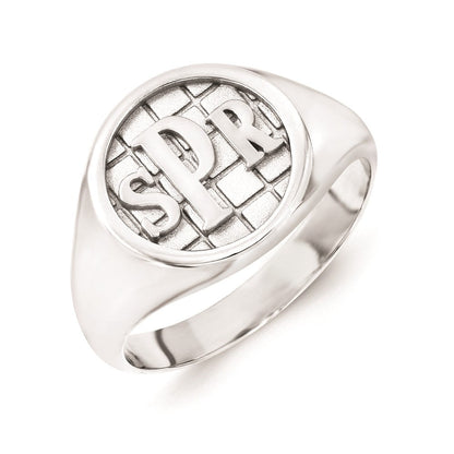 14K Weißgold Siegelring mit Monogramm