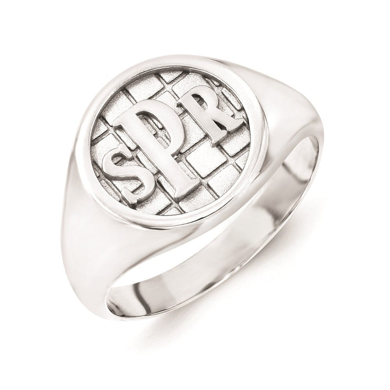 14K Weißgold Siegelring mit Monogramm