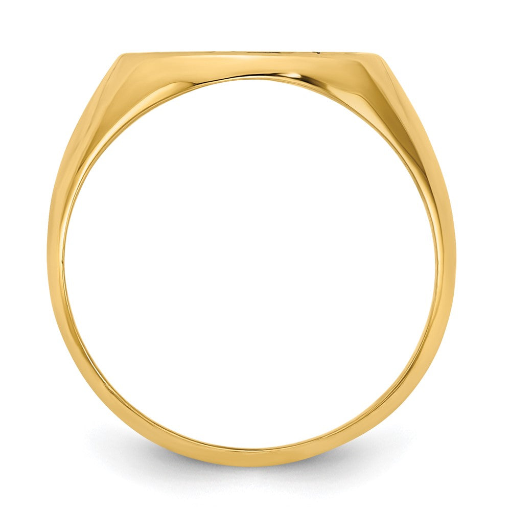 10K Gelbgold Siegelring, poliert mit antikisiertem Monogramm-Hintergrund