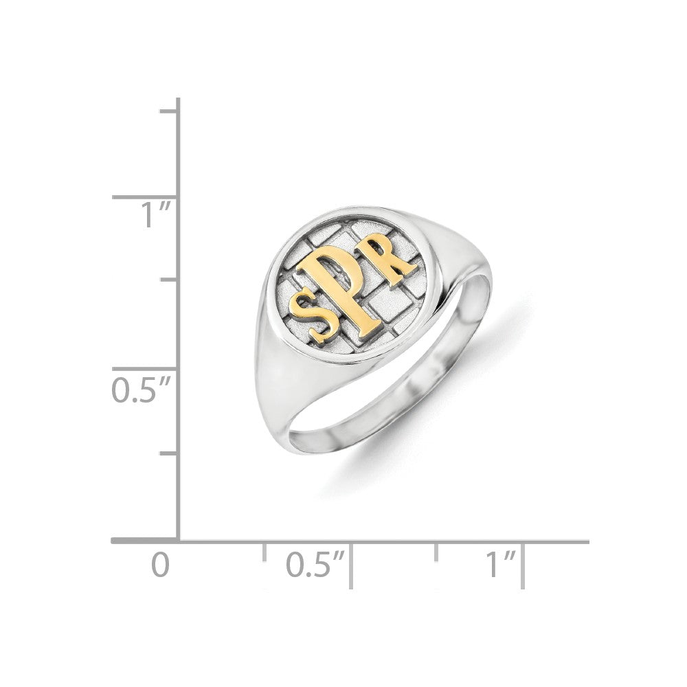 14K Weißgold Siegelring mit Monogramm