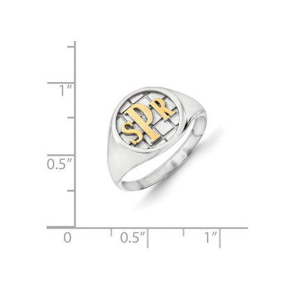 14K Weißgold Siegelring mit Monogramm