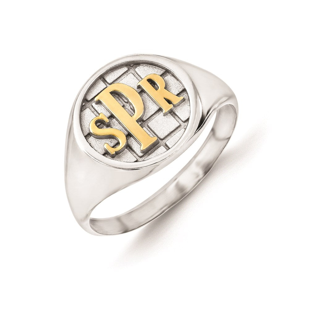 14K Weißgold Siegelring mit Monogramm