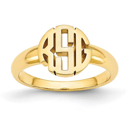 10K Gelbgold Siegelring mit poliertem Monogramm