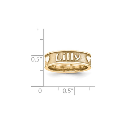 10K Gelbgold Ring, gegossen, hochglanzpoliert mit Sandstrahl- oder Antik-Finish