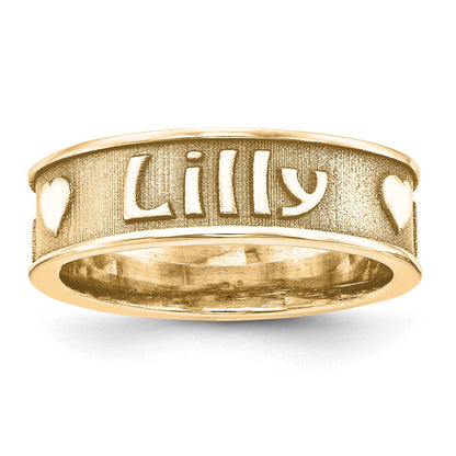 10K Gelbgold Ring, gegossen, hochglanzpoliert mit Sandstrahl- oder Antik-Finish