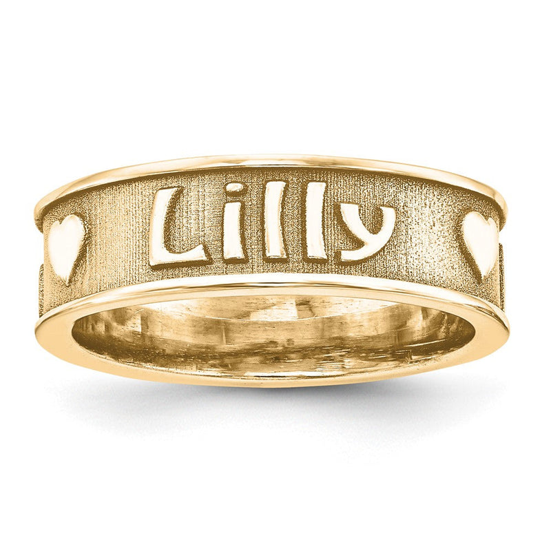 10K Gelbgold Ring, gegossen, hochglanzpoliert mit Sandstrahl- oder Antik-Finish