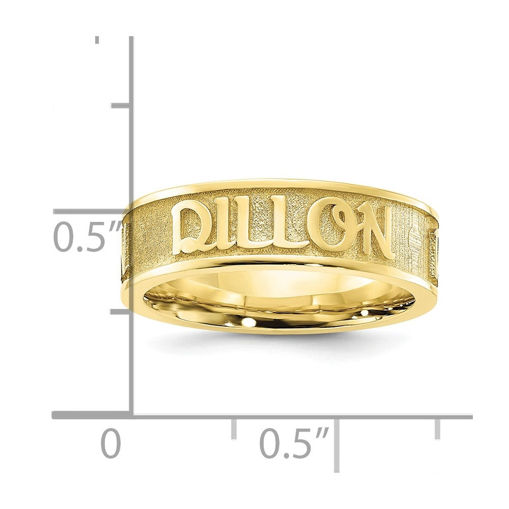 10K Gelbgold Ring, poliert und texturiert, personalisiert mit Namen