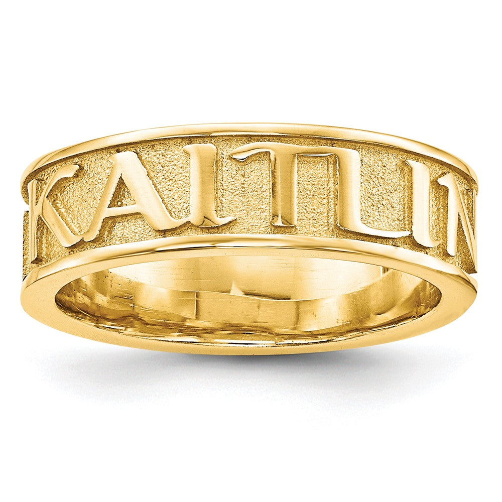 10K Gelbgold Ring, poliert und texturiert, personalisiert mit Namen