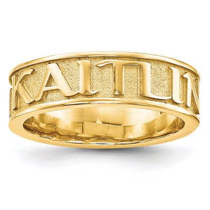 10K Gelbgold Ring, poliert und texturiert, personalisiert mit Namen