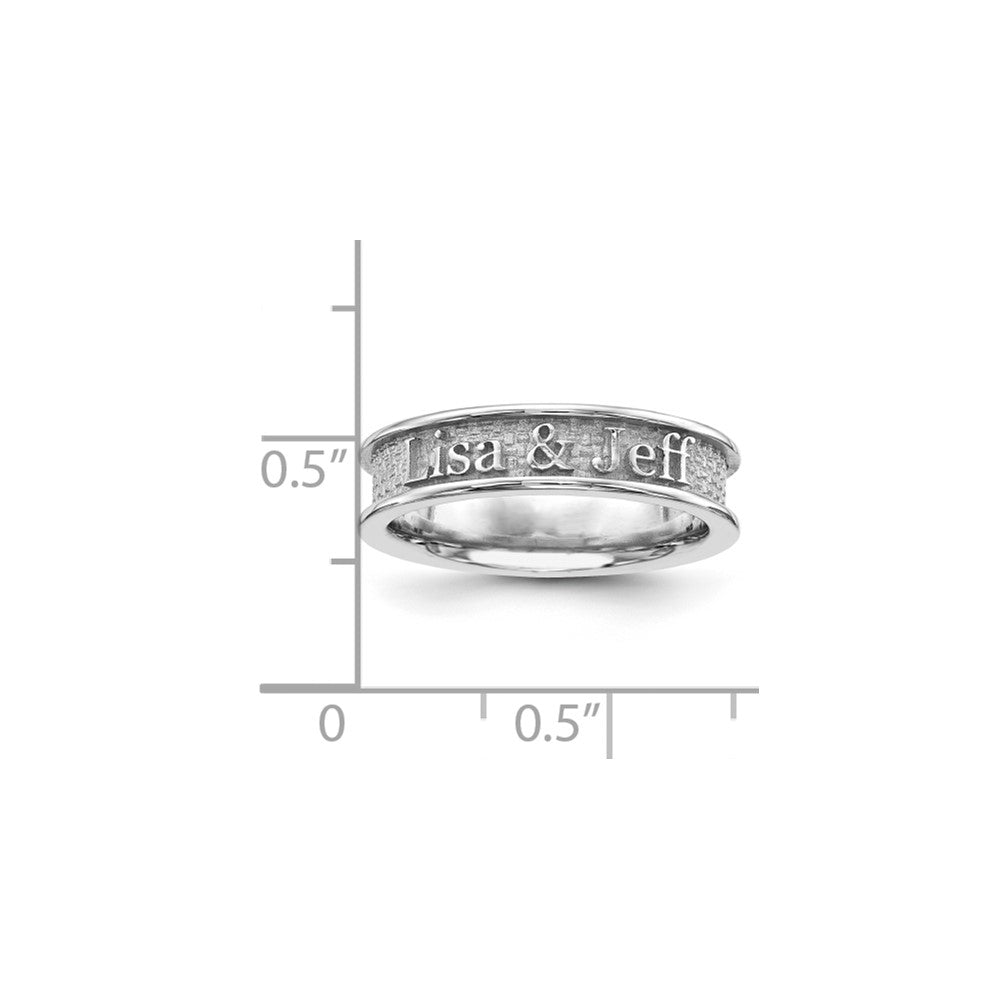 14K Weißgold gegossener Ring mit Hochglanzpolitur und sandgestrahltem Hintergrund