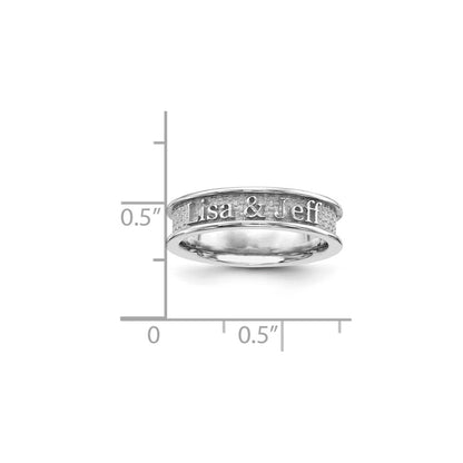 14K Weißgold gegossener Ring mit Hochglanzpolitur und sandgestrahltem Hintergrund