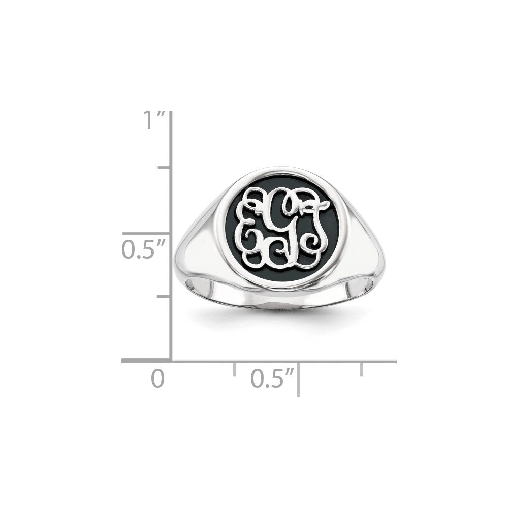 14K Weißgold gegossener, hochpolierter, antikisierter oder sandgestrahlter Monogramm-Ring