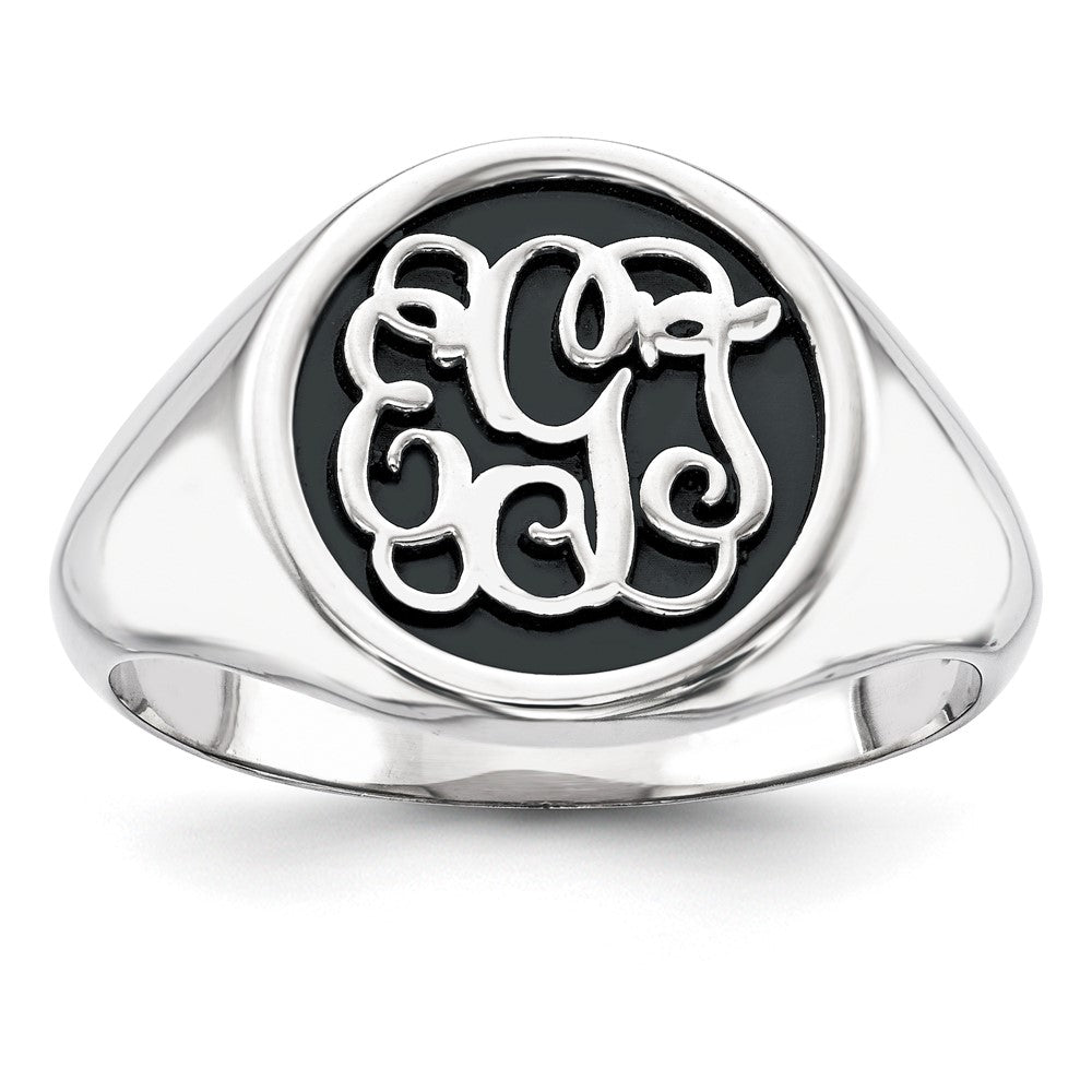 14K Weißgold gegossener, hochpolierter, antikisierter oder sandgestrahlter Monogramm-Ring