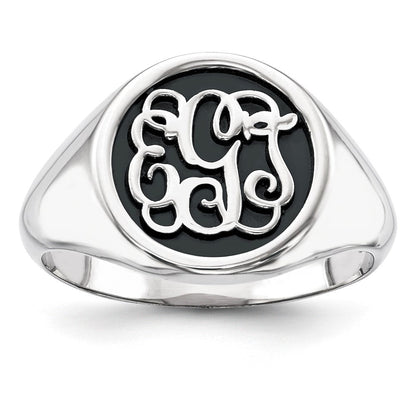 14K Weißgold gegossener, hochpolierter, antikisierter oder sandgestrahlter Monogramm-Ring