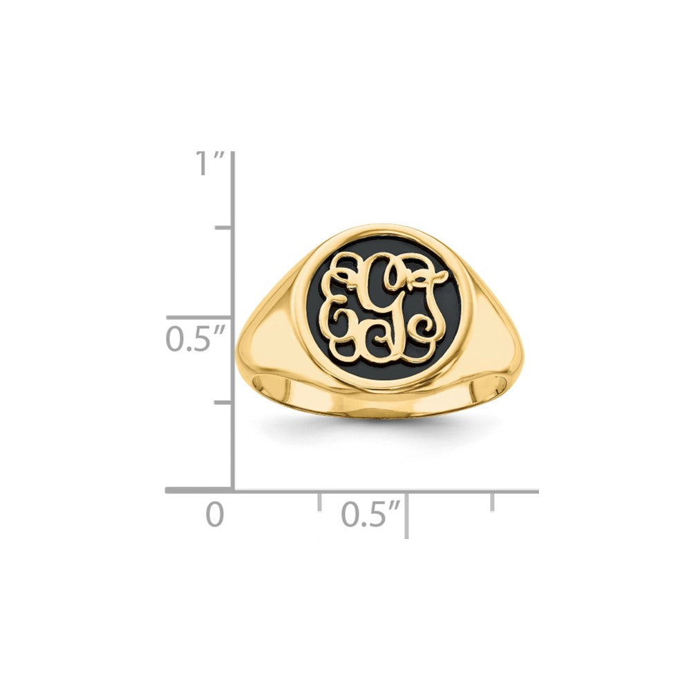 10K Gelbgold gegossener, hochglanzpolierter, antik- oder sandgestrahlter Monogramm-Ring