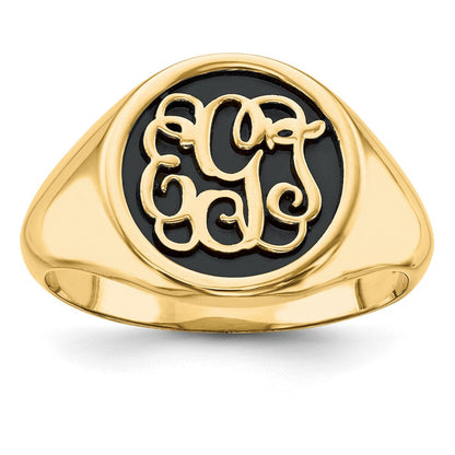 10K Gelbgold gegossener, hochglanzpolierter, antik- oder sandgestrahlter Monogramm-Ring