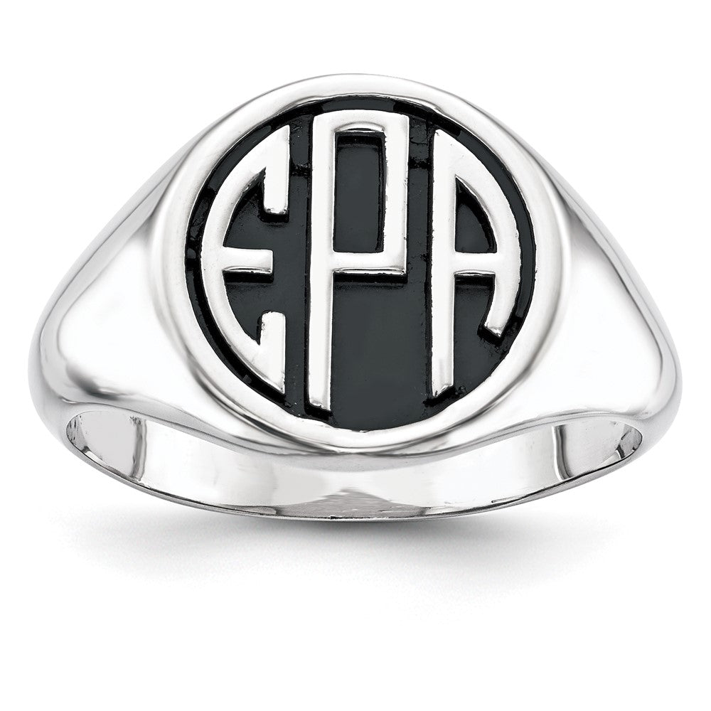 14K Weißgold gegossener, hochglanzpolierter, antikisierter oder sandgestrahlter Monogramm-Ring