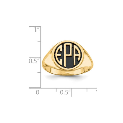 10K Gelbgold Siegelring mit Monogramm, hochglanzpoliert, gegossen, antik oder sandgestrahlt