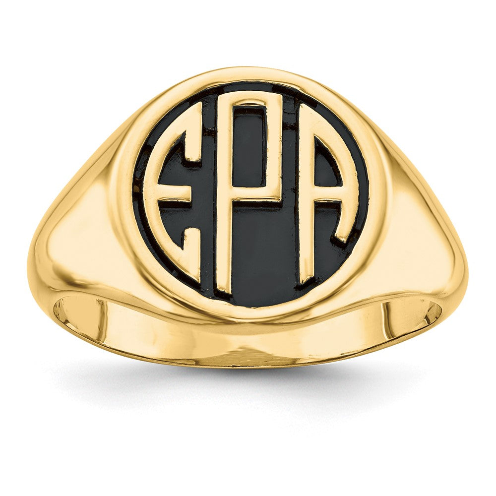 10K Gelbgold Siegelring mit Monogramm, hochglanzpoliert, gegossen, antik oder sandgestrahlt