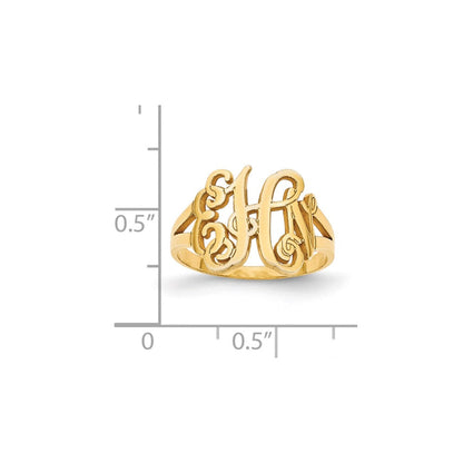 10K Gelbgold Ring mit poliertem Monogramm