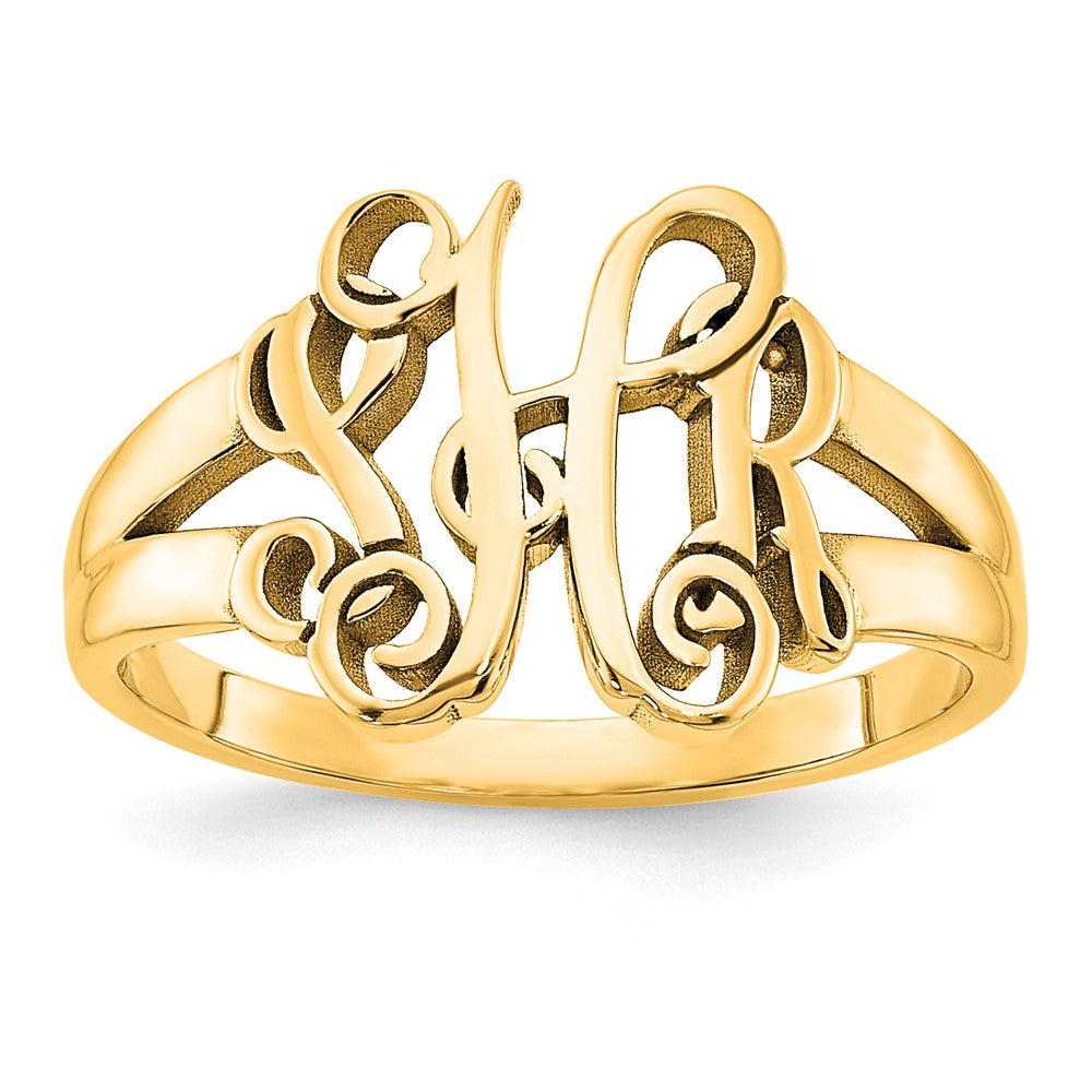 10K Gelbgold Ring mit poliertem Monogramm