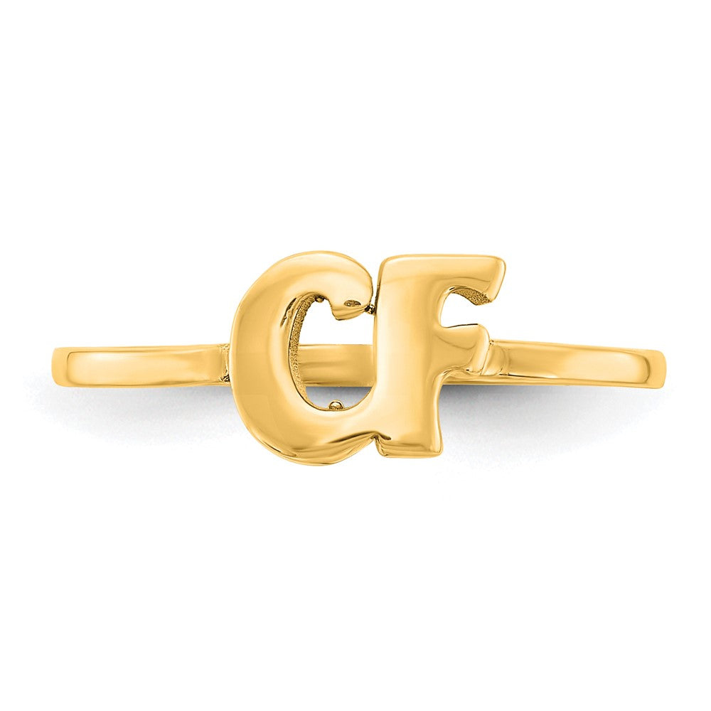 10K Gelbgold Ring mit doppeltem Initialenbuchstaben in Schreib- oder Blockschrift