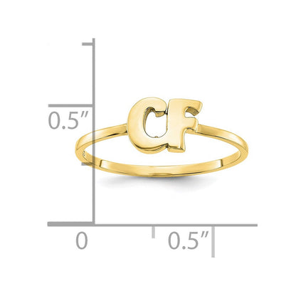 10K Gelbgold Ring mit doppeltem Initialenbuchstaben in Schreib- oder Blockschrift